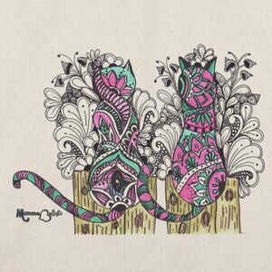 Double Cat Small Tote Bag by Momma Balisti - Reusable Canvas Bag @MommaBalisti